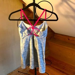 Lululemon Gray Pink Strappy Back Tank Top, EUC, 4